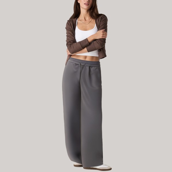 Grey minimalist straight leg women's windproof pants