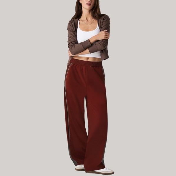Red elastic straight leg women's windproof pants