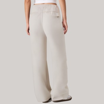 White lightweight straight-leg women's windproof pants