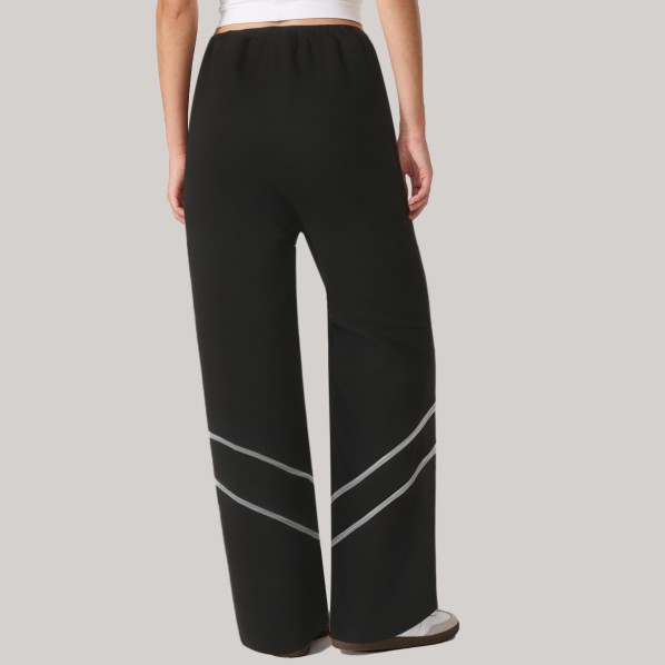 Black elastic waist straight leg women's windproof pants