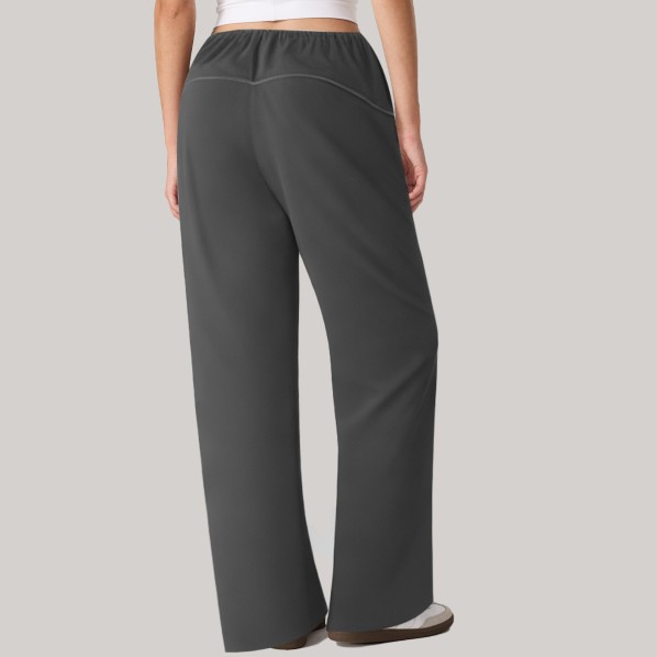 Gray elastic waist nylon women's windproof pants