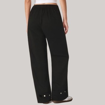 Black lightweight straight-leg women's windproof pants